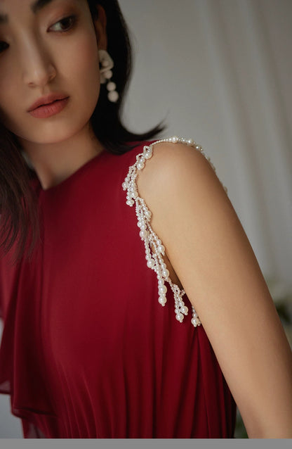 GOUDIN bridal white long evening dress-PIPER.