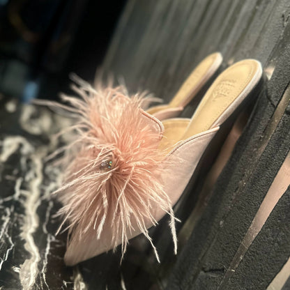 B-FEI  rhinestone pointed flat slippers-INOS.