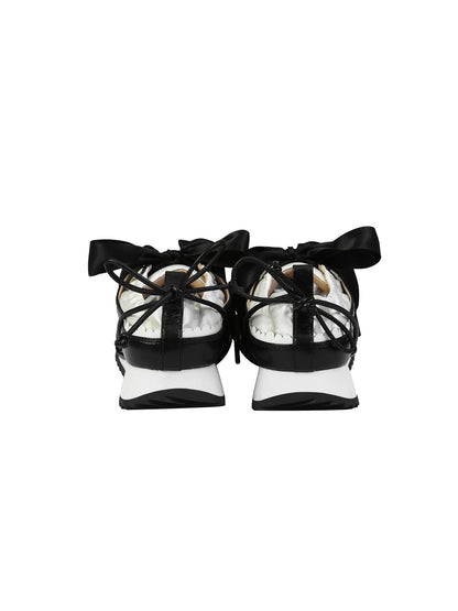 FAME Contrast Bow Lace-On Sneaker Women's Shoes Rococo - DAVID