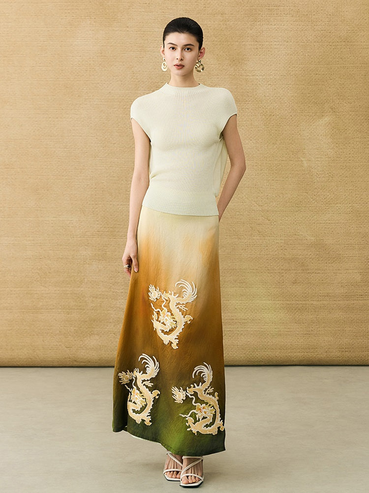 HECO Chinese comfortable neck sleeveless knitted T-shirt - QUEEN.