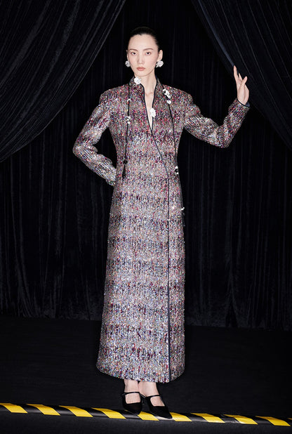 M essential Mackay designer Radiant Night Embroidered Slim Side Dress - TRIBE.