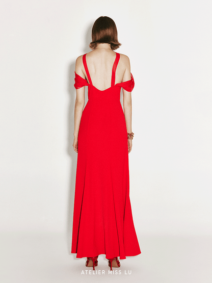 ATELIER MISS LU Shoulder Stitch Slit Fishtail Dress - ROSS.