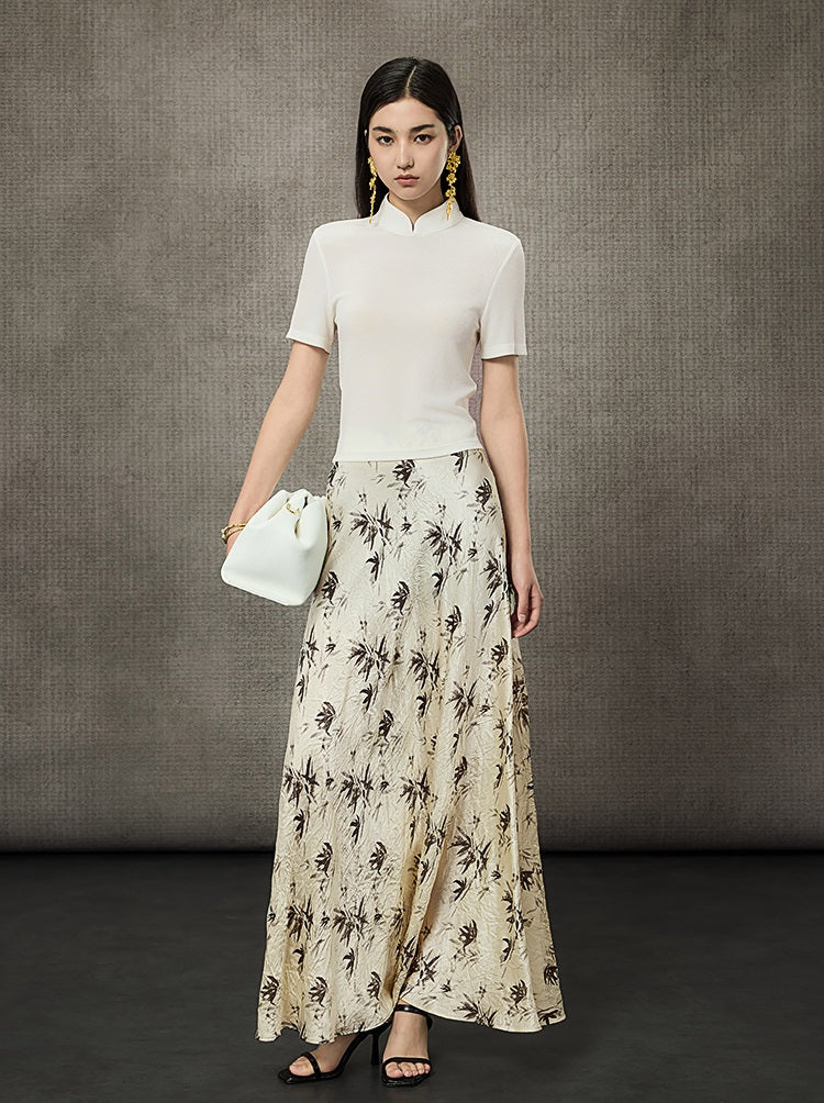 HECO Disc Button Acetate Knit Drop Neck T-Shirt - ROMAN.