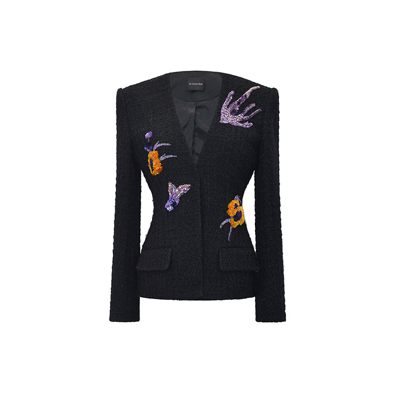 M essential Ma Kai designer Zhu Mo coarse weaving velvet flower nail beads suit - LIND.