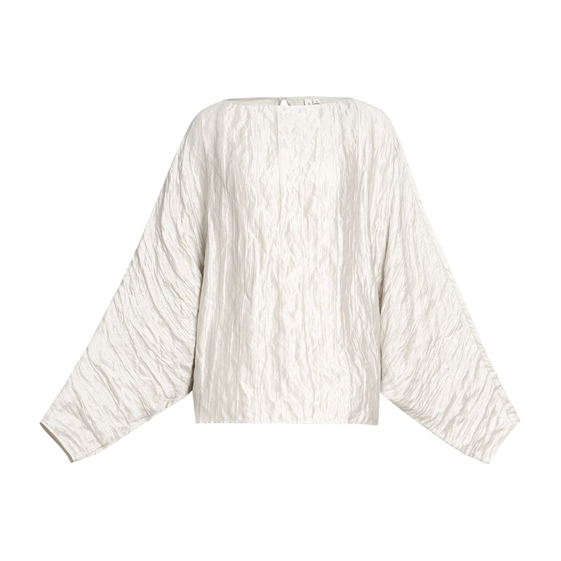 ZHUCHONGYUN crinkled voluminous sleeve top and asymmetrical wrap skirt outfit set-MIERA.