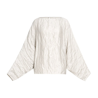 ZHUCHONGYUN crinkled voluminous sleeve top and asymmetrical wrap skirt outfit set-MIERA.