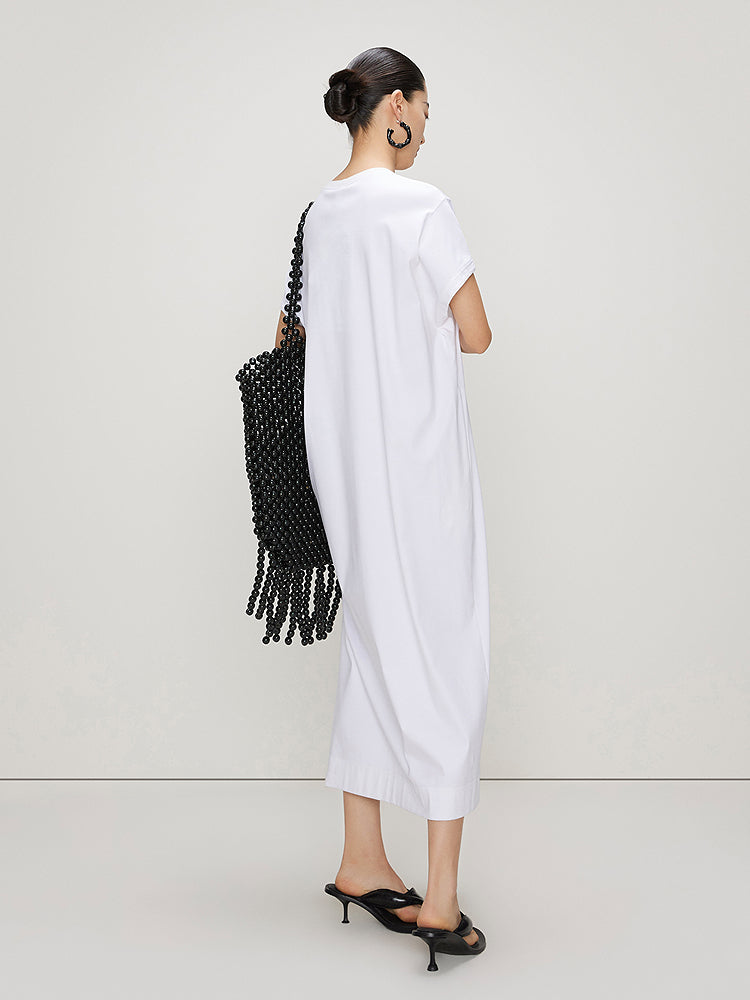 ZHUCHONGYUN ink print loose straight cotton dress-LUX.