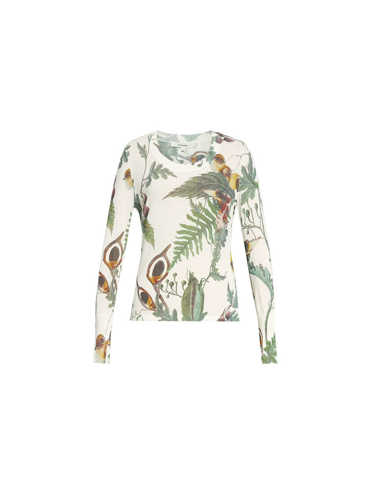 ZHUCHONGYUN Autumn Fruit Feather Thin Slim Knit Top--KOUSHI.