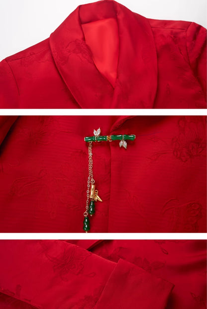 HECO Loose Butterfly Dark Grain Jacquard Thick Jacket - essie.