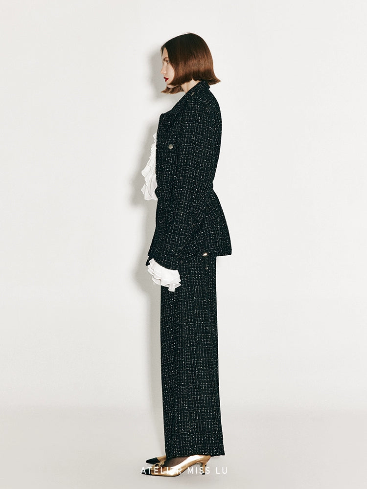 ATELIER MISS LU Adjustable Cinched Tweed Hunting Jacket - RAMSEY
