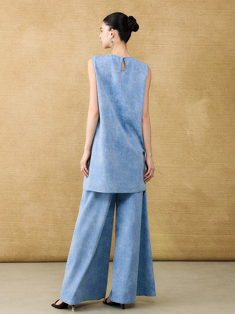 HECO Chinese women's summer  diamond blended linen vest dress - SWET.