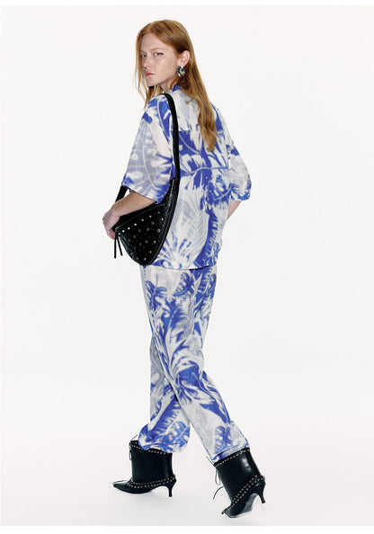 ATELIER MISS LU Printed Mulberry Silk And Linen-blend Top - LEVIIN.