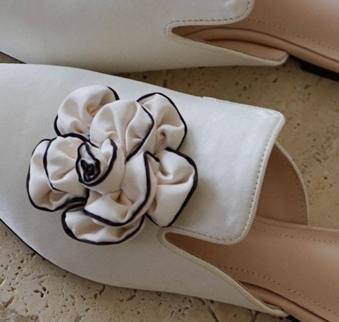 B-FEI pointed white mules lazy women's half Shoes-ASHOY.