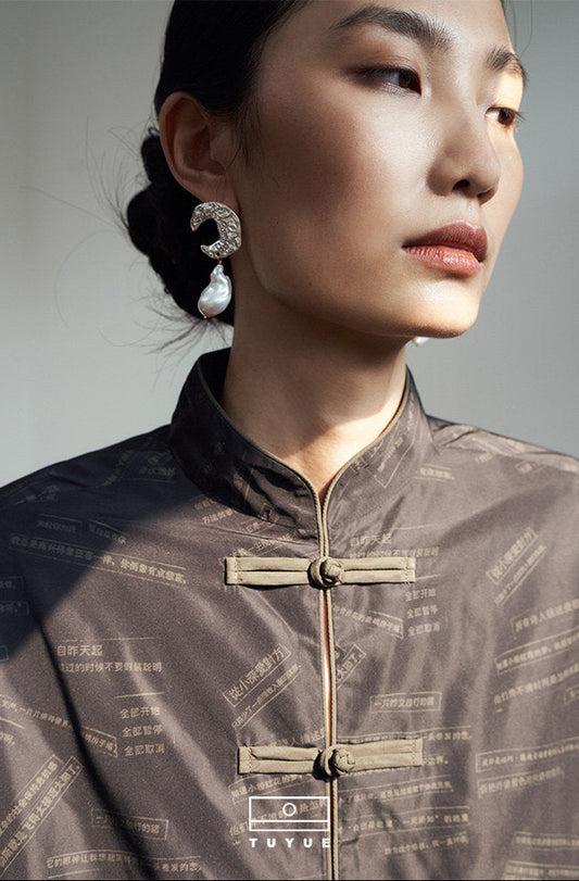 TUYUE brass gold-plated handmade baroque pearl earrings- JUNG.