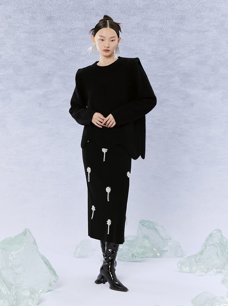 HECO Winter Warm Raccoon Fleece Wool Knitwear Sweater Women - side.