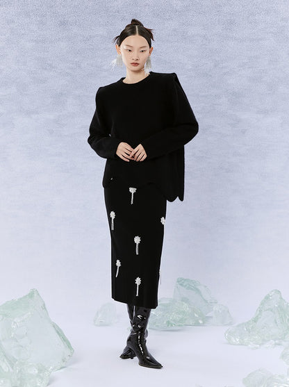 HECO Winter Warm Raccoon Fleece Wool Knitwear Sweater Women - side.