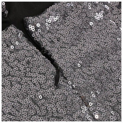 DOLLY High End V-Neck Sleeveless Long Slit Sequin Body Hug Evening Dress-KIM