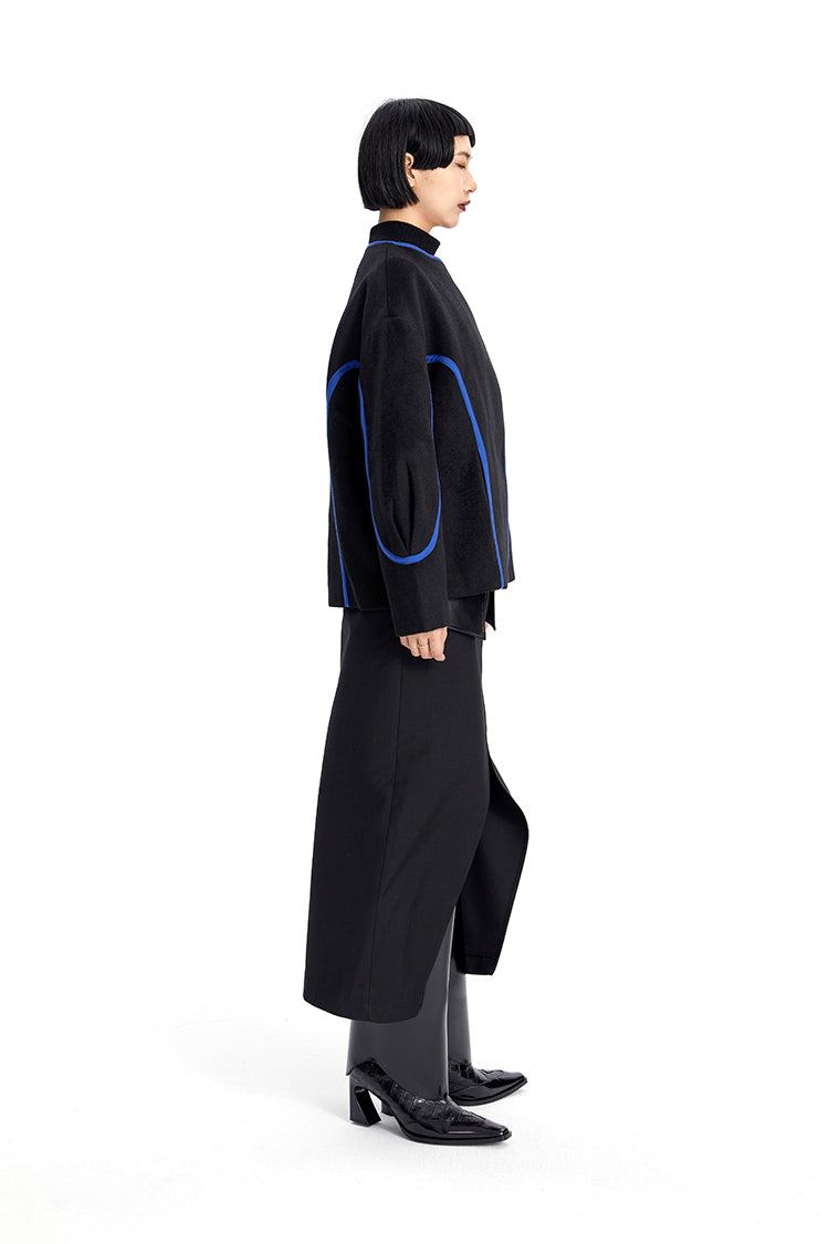 TINY IN Line Cropped Tweed Women's Black Jacket - KENCHO