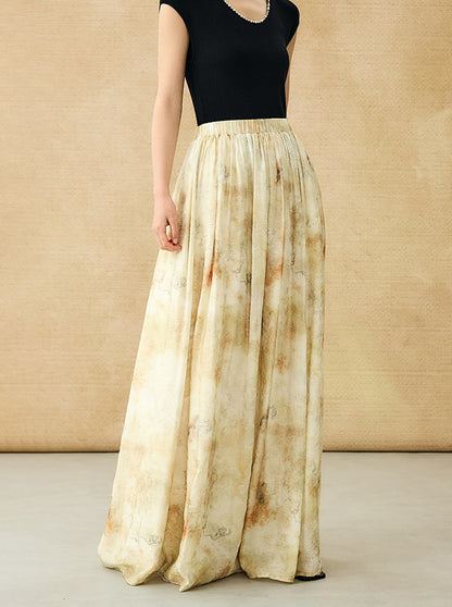 HECO Chinese elastic waist tie-dye printed skirt - BLESS.