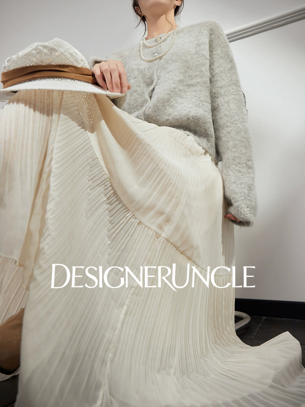 DGU "Suying" gray wool knitted sweater commuting slimming versatile top - EVID.