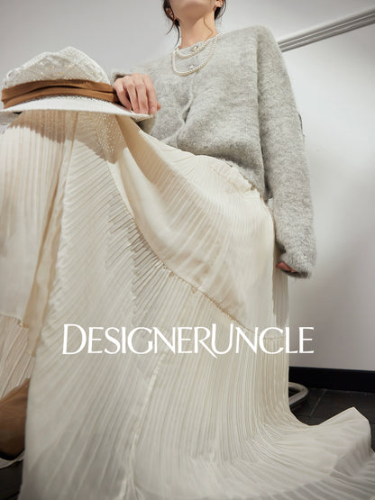 DGU "Suying" gray wool knitted sweater commuting slimming versatile top - EVID.