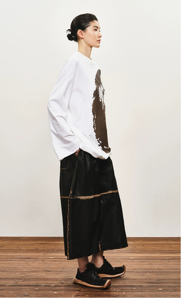 ZHUCHONGYUN  Print Loose Dropped Shoulder Long Sleeve Top-KOUSEI.