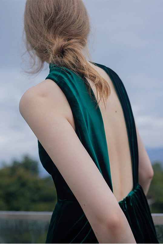 GOUDIN velvet long dresses French simple  dresses-ANKA.