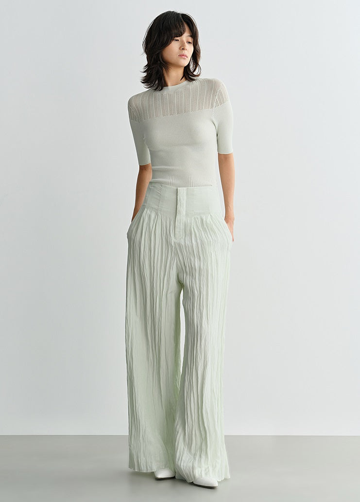 COMME MOI summer women's middle sleeve cut-out knit top - PHILIP.