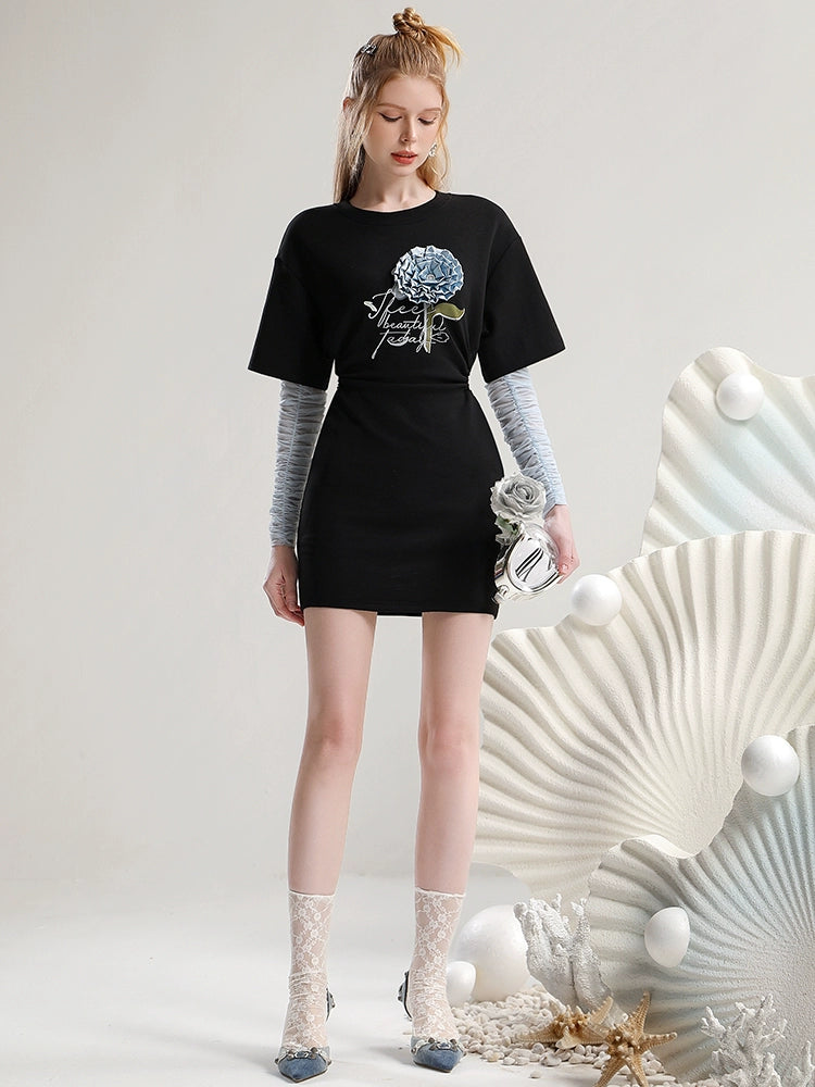 CHECOCRE Summer Three-dimensional Flower Cutout Waistless Knit Dress - ADAM.