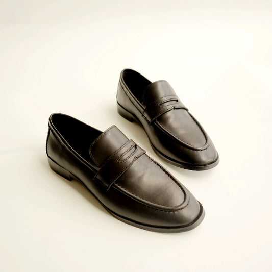 B-FEI classic black leather round-toe shoes-TENNY.