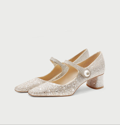Pjjuu Mary Jane French Small Fragrance Wind Block Heel - GRACE