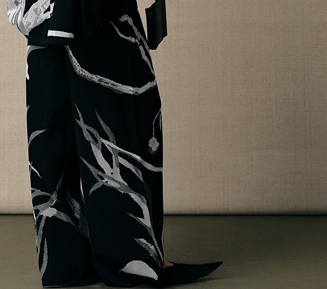 ZHUCHONGYUN jacquard wide-leg knitted trousers and top outfit set-NANCY.