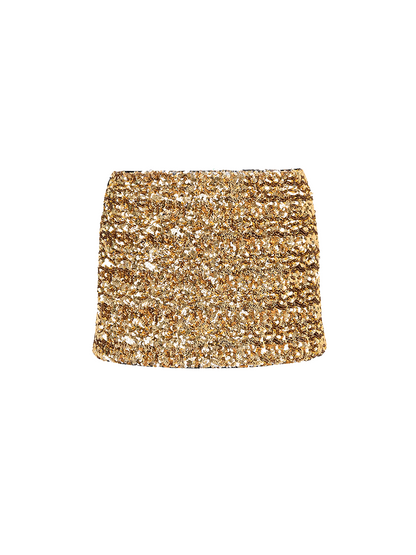 YES BY YESIR gold fan mini skirt - GLORY.