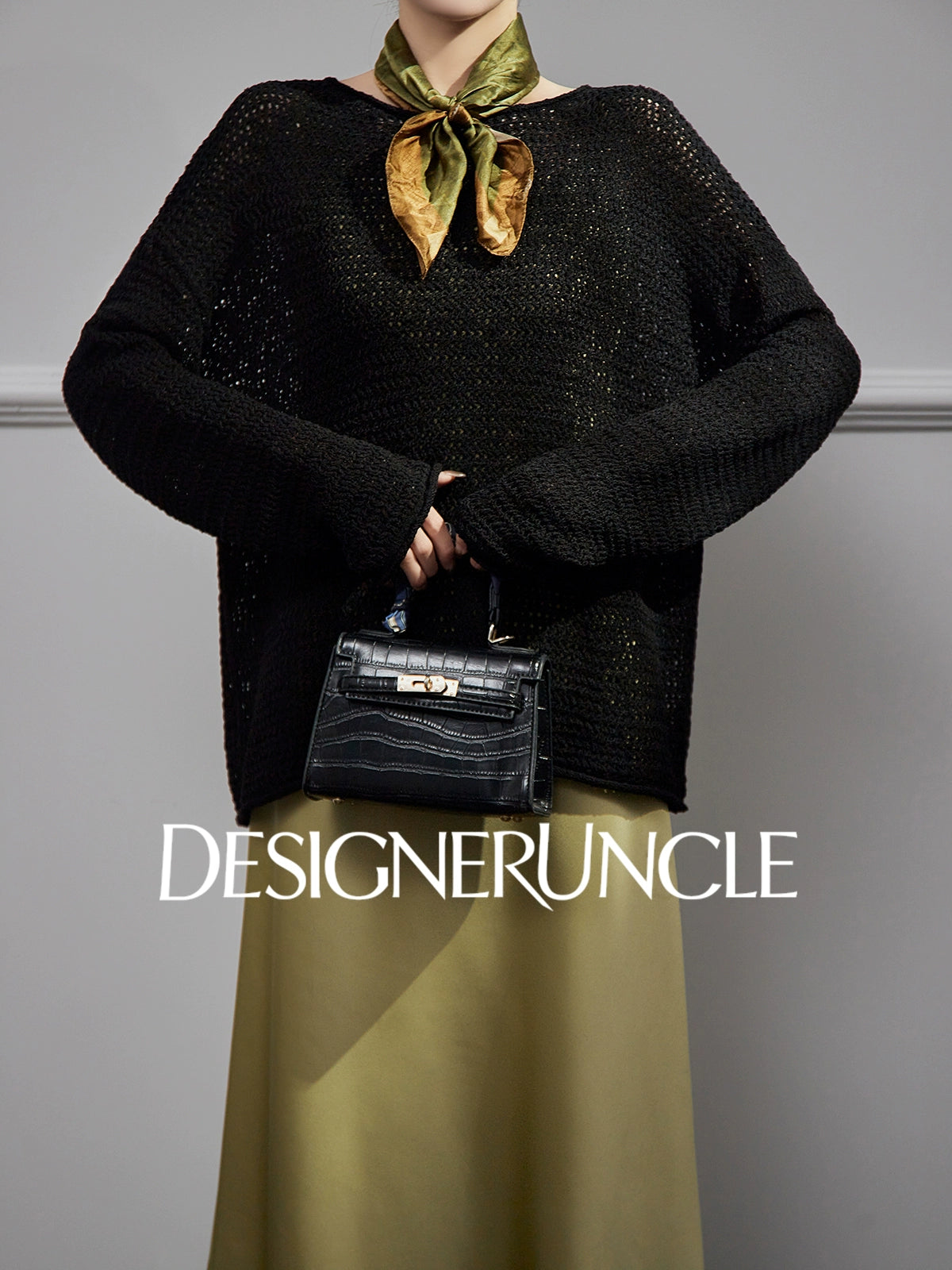 DGU| Hollow loose knitted long sleeves lazy style niche design pullover sweater - TEST.