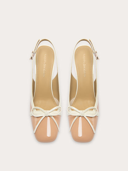 Lily Wei Nude Bow Toe Sandals Women's Glass Heels Small 313233-VIRGINIA