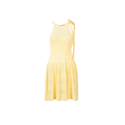 YES BY YESIR | Ye Qians Cut-Out Halterneck Knitted Dress with Sculptural Lines -THESSALIA.