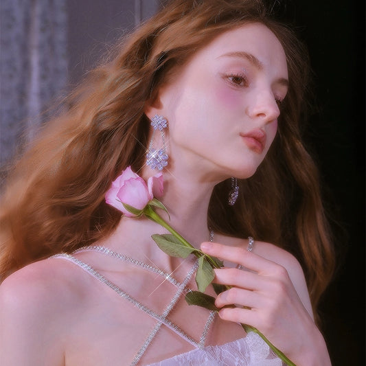 Wardrobes by Chen Luxury Flower Full Diamond Zircon Earrings-Vivian