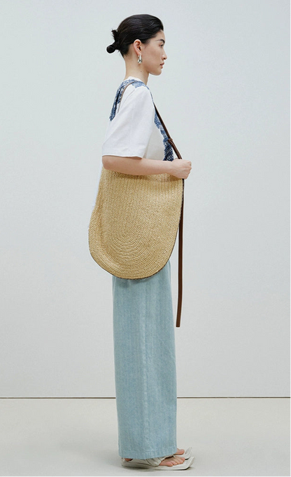 ZHUCHONGYUN woven crew neck short-sleeved T-shirt--OKUMURA.