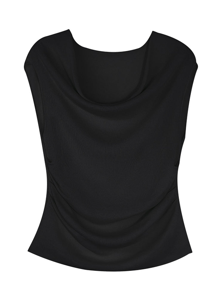 HECO Chinese style swing collar sleeveless knitted sweater T-shirt - HEART.