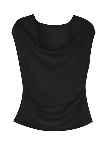 HECO Chinese style swing collar sleeveless knitted sweater T-shirt - HEART.
