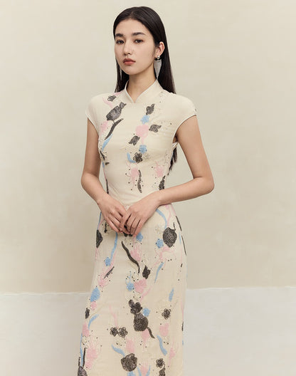 HECO Rose Bead Embroidery Slim Cheongsam Dress Women - STAGE.