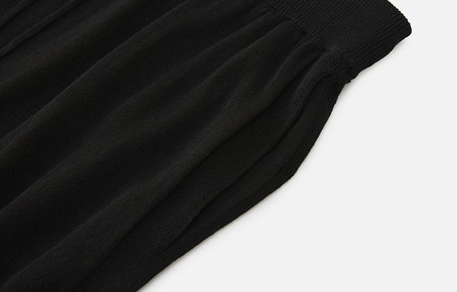 ZHUCHONGYUN black mulberry silk and linen blend drape knitted skirt-AIR.