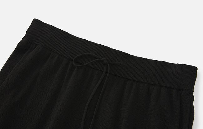 ZHUCHONGYUN black mulberry silk and linen blend drape knitted skirt-AIR.