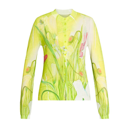 ZHUCHONGYUN flower crew neck print knitted cardigan--ARCHER.