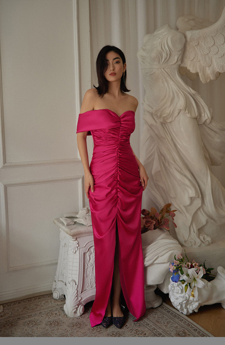 GOUDIN satin light luxury evening dress-SUWA.