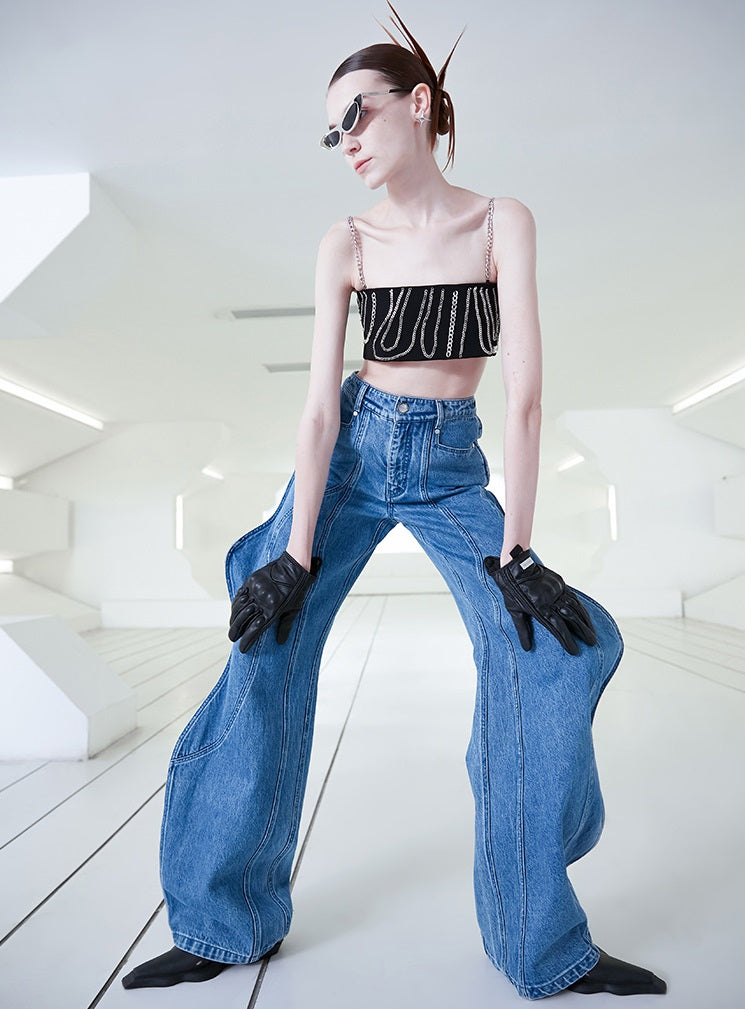 ANNAKIKI 3D Wave Fractal Deconstructed Trousers-SMITH.