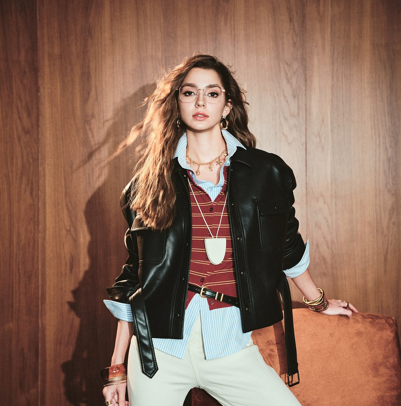 ANNASPEAK brand environmentally friendly leather silhouette jacket-LOXY.