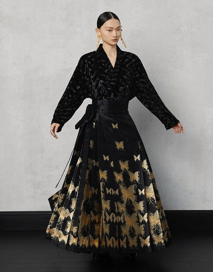 HECO  Butterfly Hanfu High Waisted Long Skirt - rain.