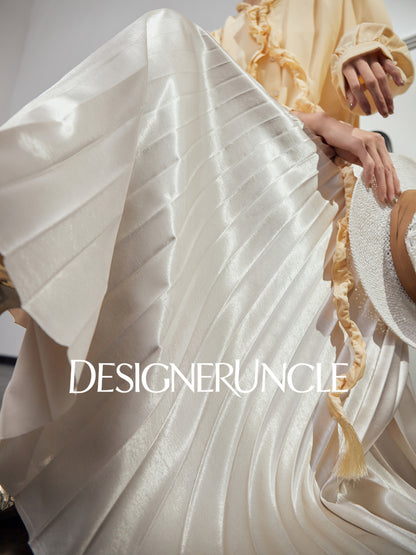 DGU "velvet" purple new retro high-waisted pleated draped commuter skirt - USOPP .