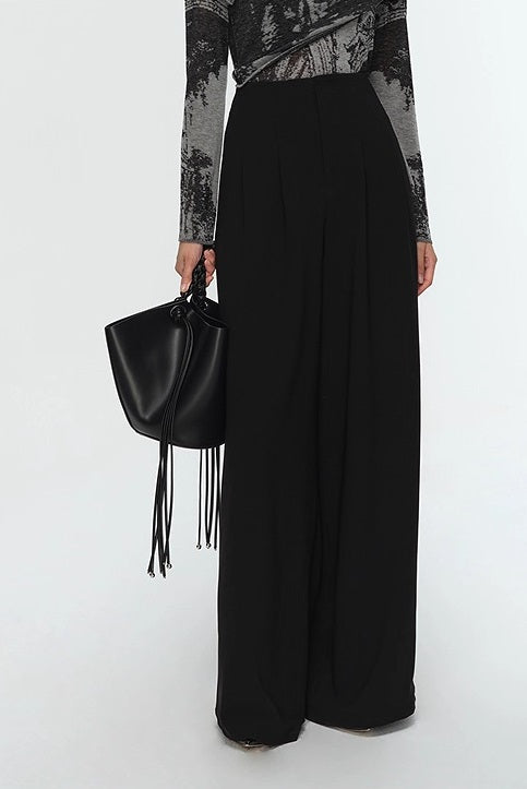 COMME MOI Lu Yan Designer's new commuter acetic high-waisted double-pleated wide-leg pants - MARD.